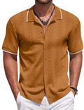 Men's Cuban Knit Polo Shirt by Elmi Vogue for men’s resort and vacation-ready style.