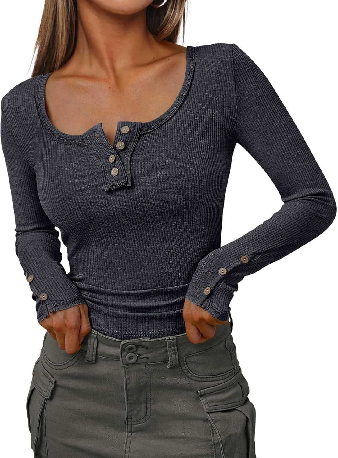Women's Casual Long Sleeve Knit Top by Elmi Vogue for women’s warm-weather and vacation-ready styling.