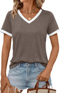 Women's V-Neck Casual Workout Tee by Elmi Vogue for women’s everyday casual wear.
