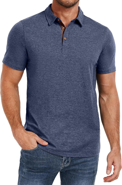 Men's Breathable Short-Sleeve Golf Polo by Elmi Vogue for men’s everyday casual style.