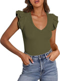 Women's Ruffle Sleeve Summer Top by Elmi Vogue for women’s warm-weather and vacation-ready styling.