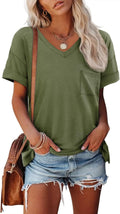 Women's Plus Size V-Neck Beach Tee by Elmi Vogue for women’s everyday casual wear.