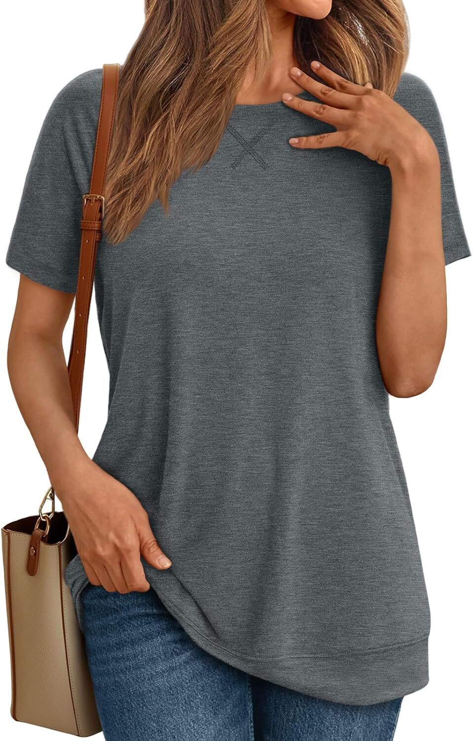 Women's Lightweight Crew Neck Tee by Elmi Vogue for women’s everyday casual wear.