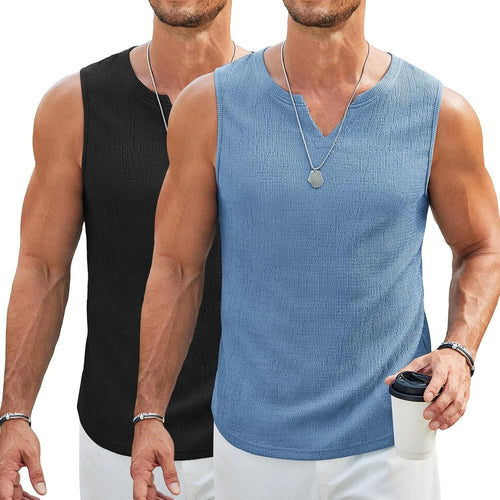 Men's 2-Pack Lightweight Muscle Tank Set by Elmi Vogue for men’s activewear and training looks.